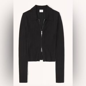 Abercrombie • Black Zip Ribbed Sweater